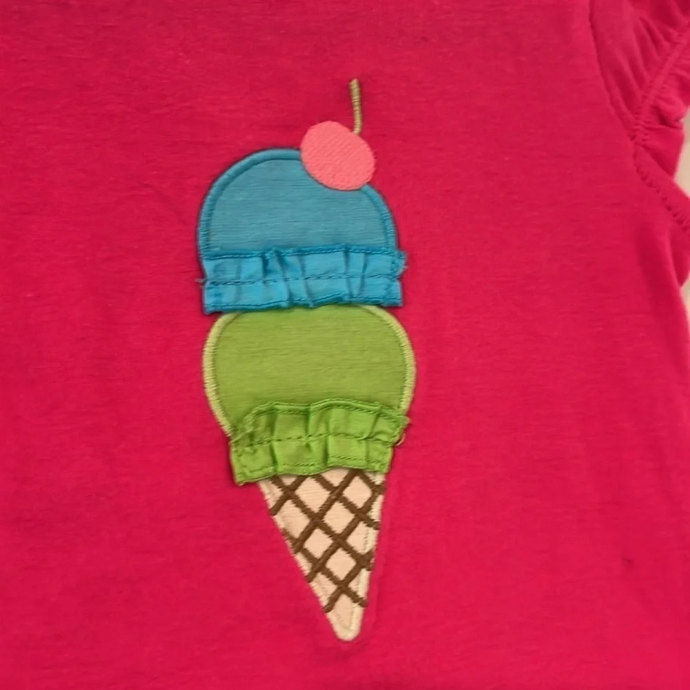 GYMBOREE NWOT Infant 3-6mo Short Sleeve Dress Tunic Ice Cream Pink Embroidered